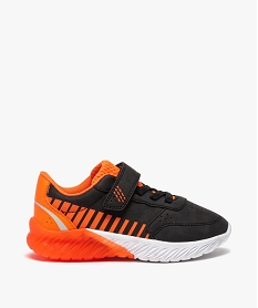 GEMO Baskets garçon running bicolores à lacets et scratch orange chine