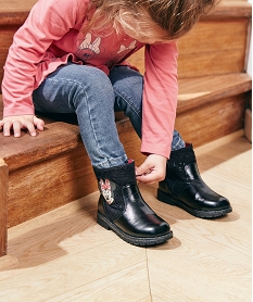 GEMO Boots fille à semelle crantée et finitions pailletées - Minnie Noir