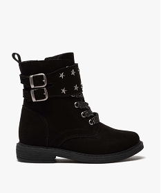 GEMO Boots fille zippés en suédine unie avec étoiles métallisées Noir