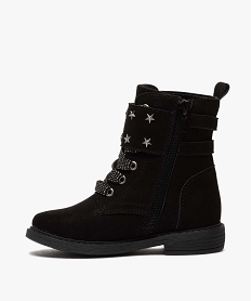 boots fille zippes en suedine unie avec etoiles metallisees noirB861701_3