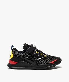 GEMO Baskets garçon dessus mesh et détails colorés - Freegun noir vif