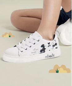 GEMO Baskets fille à lacets avec dessin Mickey et Minnie blanc standard