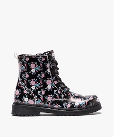 GEMO Boots fille à lacets et zip imprimées fleurs Multicolore