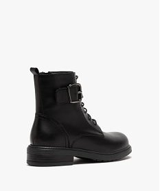 boots fille zippees a lacets et bride decorative dessus cuir uni noir bottes et bootsB869901_4