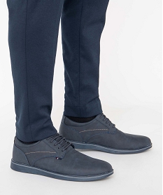 GEMO Derbies homme unis à lacets et semelle amortissante bleu chine