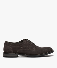GEMO Derbies homme unis à lacets dessus en cuir retourné gris standard