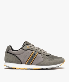 GEMO Baskets homme multi-matières à semelle contrastante gris standard