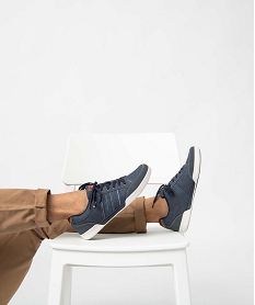 GEMO Baskets homme multi-matières avec perforations - Lee Cooper Bleu