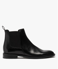 GEMO Boots homme style chelsea unis dessus cuir Noir