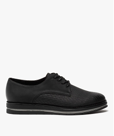 GEMO Derbies femme unis imitation tressage noir vif