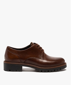 GEMO Derbies femme unis à semelle crantée marron standard