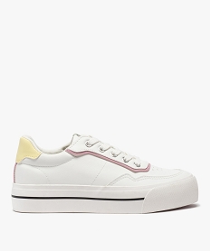 GEMO Tennis femme à semelle plateforme et détails colorés blanc standard