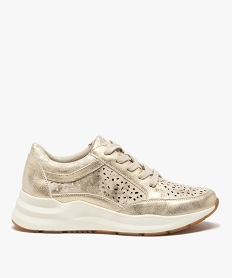 GEMO Baskets femme à talon métallisées et ajourées beige standard