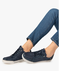 tennis femme unies a lacets avec contrefort verni bleu baskets et tennisB876801_1