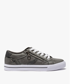 GEMO Tennis femme zippées à lacets et détails pailletés Gris