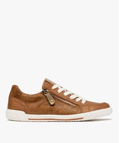 GEMO Tennis femme unies à lacets et zip décoratif marron standard