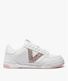 GEMO Baskets femme dessus cuir et détails brillants - Victoria rose chine