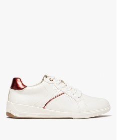 GEMO Baskets femme à lacets avec détails métallisées blanc standard