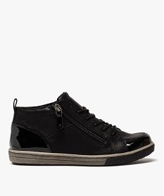 GEMO Baskets femme confort mid-cut unies zippées - Softrelax noir standard