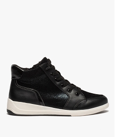 GEMO Baskets femme mid-cut unies à reflets brillants noir standard