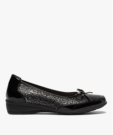 GEMO Ballerines femme à détails vernis et semelle intérieure cuir noir standard