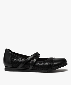 GEMO Ballerines femme à brides élastiques et semelle crantée noir standard