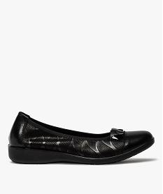 GEMO Ballerines femme extra souples en cuir détails vernis noir standard