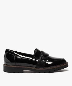 GEMO Mocassins femme unis et vernis à semelle crantée noir standard