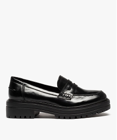 GEMO Mocassins femme unis à semelle épaisse et crantée noir standard