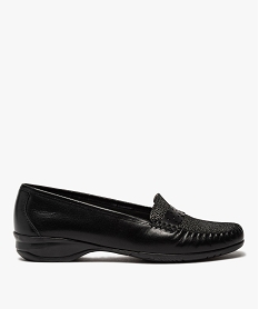 GEMO Mocassins femme confort dessus cuir souple noir standard