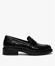 GEMO Mocassins femme unis à semelle épaisse dessus cuir noir standard