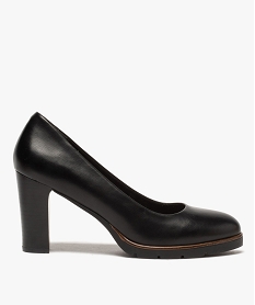 GEMO Escarpins femme unis à talon droit et semelle crantée noir standard