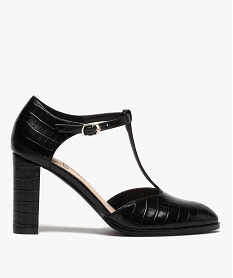 GEMO Salomés femme à talon haut dessus imitation croco noir standard