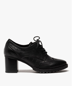 GEMO Escarpins femme unis à talon style derbies avec bout golf noir standard