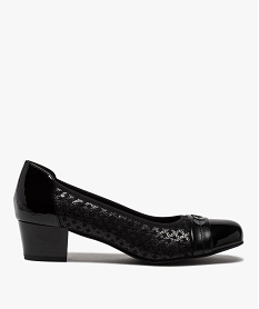 GEMO Escarpins femme confort à talon dessus fantaisie noir standard