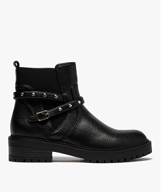 GEMO Boots femme unis à semelle crantée et bride à clous noir standard