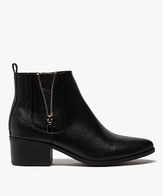 GEMO Boots femme à talon large avec zip décoratif noir standard