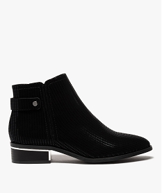GEMO Boots femme unies dessus en suédine à motifs vernis noir standard