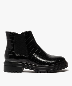 GEMO Boots femme unis à semelle crantée dessus imitation croco noir standard