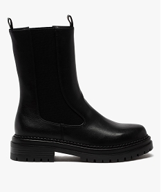 GEMO Boots femme unies style chelsea à semelle épaisse et crantée noir standard