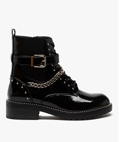 boots femme vernis a details metallises style rock noirB888201_1