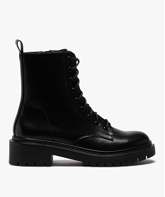GEMO Bottines femme unies à semelle épaisse et crantée noir standard