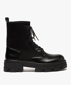 GEMO Boots femme unies à semelle crantée et col en maille noir standard