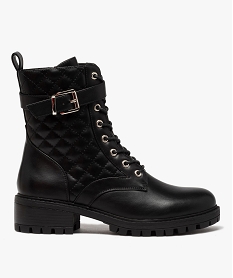GEMO Boots femme unies à semelle crantée et tige matelassée noir standard