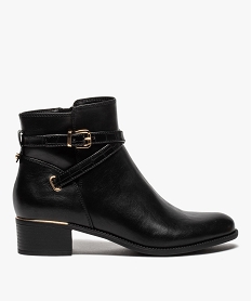 GEMO Boots femme unies à talon carré et finitions métallisées noir standard