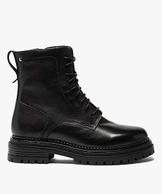 GEMO Boots femme unis style rock à lacets et semelle crantée noir standard