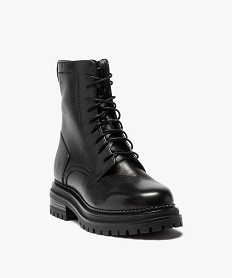 boots femme unis style rock a lacets et semelle crantee noirB890301_2