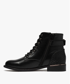 boots femme a talon plat et lacets style godillots noirB890801_3