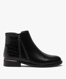 GEMO Boots femme unis à talon plat imitation croco noir standard
