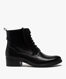 boots femme a talon plat style derbies a lacets et zip noirB891201_1